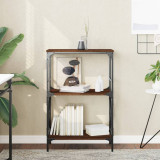 Biblioteca Gossi 3 Niveluri, Stejar Maro, 59x35x90.5cm, Lemn &amp; Metal - Rafturi Depozitare Carti, Living