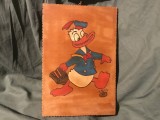 Pirogravura pentru perete in stil retro perioada comunista realizata manual personaj desene animate Donald Duck !