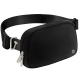 Borseta casual unisex, 20.3 x 13.9 cm, poliester, negru