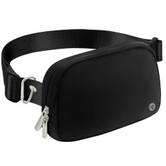 Borseta casual unisex, 20.3 x 13.9 cm, poliester, negru