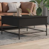 VidaXL Măsuță de cafea, negru, 80x80x45 cm, lemn prelucrat și metal