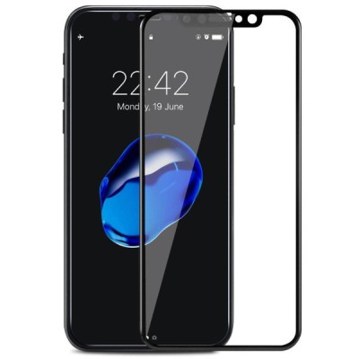 Folie Sticla 6D Iphone X Geam Protectie Acoperire Completa Neagra foto