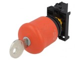 Comutator de Siguranță cu Cheie 22mm 2NC Roșu