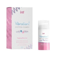 Gel pentru stimulare si excitare INTT Vibration! COTTON CANDY , cu efect de incalzire, ALB, Unisex, 15 ml