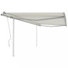 VidaXL Copertină retractabilă manual, cu st&acirc;lpi, crem, 4,5x3,5 m