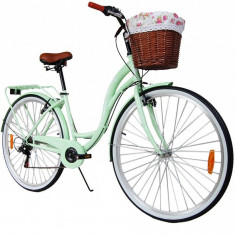 Bicicleta de dama, 28 inch, 6 viteze, cadru otel fara bara, cos ratan foto