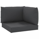 Perne de canapea din paleti, 3 buc., negru, material textil