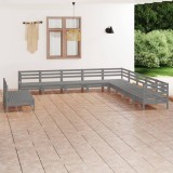 VidaXL Set mobilier de grădină, 11 piese, gri, lemn masiv de pin 3083146