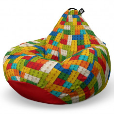 Fotoliu Puf Bean Bag tip Para L, Lego Tetris Verde