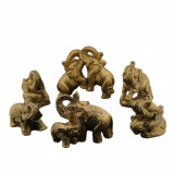 Set 6 statuete feng shui elefanti din rasina aurie 6-10cm, Stonemania Bijou