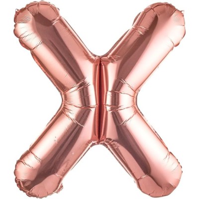 Balon folie metalizata litera x, flippy, 100 cm, umflati cu heliu sau aer, ambalaj individual, pai inclus, rose gold foto