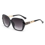 Ochelari de soare mari de citit pentru femei, protecție UV, negri +1.75
