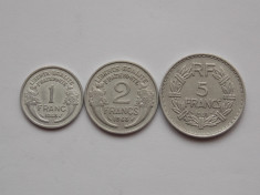 LOT 3 MONEDE 1,2,5 FRANCS 1948 FRANTA foto