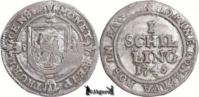1745, 1 Schilling - orașul Z&amp;uuml;rich - cantonul Z&amp;uuml;rich - Confederația Elvețiană foto