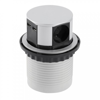 Priza incorporabila in mobilier 3xSchuko, 2xUsb, 5V/2.4A, Gtv foto