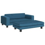 Cumpara ieftin Pat pentru caini cu extensie, albastru, 100x50x30 cm, catifea