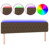 Cumpara ieftin Tablie de pat cu LED, maro inchis, 180x7x78/88 cm, textil