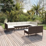 Cumpara ieftin Set mobilier de grădină cu perne, 9 piese, maro, poliratan