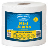 Cumpara ieftin Hartie Igienica Mini Jumbo Amiano, 2 Role/Set, 2 Straturi, Culoare Alba, Hartie Igienica WC, Hartie Igienica Horeca, Hartie Igienica Horeca Mini Jumbo