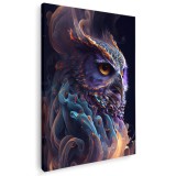 Tablou cu bufnita mov 1772 Tablou canvas pe panza CU RAMA 70x100 cm