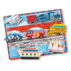 Puzzle lemn in relief Mijloace de transport Melissa and Doug