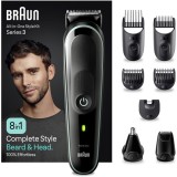 Aparat de tuns multifunctional Braun MGK3441, Wet&amp;amp;Dry, 8-in-1, 5 piepteni, 1 capat, 1 mini aparat de ras, autonomie 80 minute, Saculet de voiaj, N