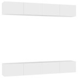 Cumpara ieftin Comode TV, 4 buc., alb, 100x30x30 cm, lemn prelucrat