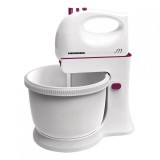 Mixer cu bol Heinner Charm, 300 W, 5 viteze, 2.5 l, functie Turbo, Alb/Visiniu