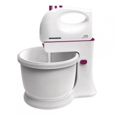 Mixer cu bol Heinner Charm, 300 W, 5 viteze, 2.5 l, functie Turbo, Alb/Visiniu
