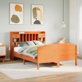 VidaXL Pat cu bibliotecă fără saltea maro 150x200 cm lemn masiv de pin 3323142