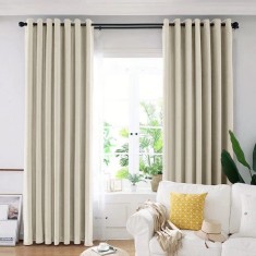 Draperie din catifea blackout cu inele argintii, Madison, 150x235 cm, densitate 700 g/ml, Winter White, 1 buc