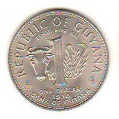 SV * Guyana ONE DOLLAR / 1 DOLAR 1970 * FAO * PROCLAMAREA REPUBLICII UNC