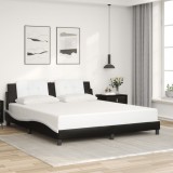 Cumpara ieftin Cadru de pat cu tăblie negru și alb 180x200cm piele artificială