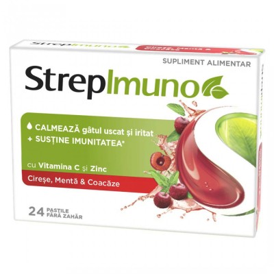 Strepimuno cu Cirese Menta si Coacaze 24 pastile de supt Reckitt Benckiser foto