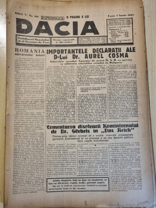 Dacia 7 iunie 1943-al 2lea razboi mondial,timisoara,fotbal CFR,lya hubic soprana