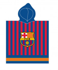 Poncho FC Barcelona, cu gluga, bumbac 100%, 60x120cm foto