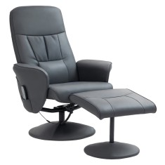 HOMCOM Fotoliu de masaj cu scaun, Scaun ergonomic cu 10 puncte de vibrații, Piele artificială, 76 x 81 x 105 cm, Gri &icirc;nchis | Aosom Romania