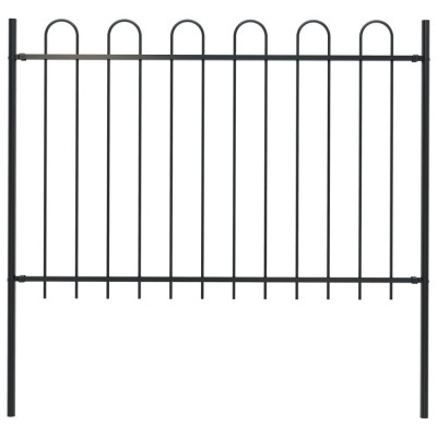 vidaXL Gard de grădină cu v&amp;acirc;rf curbat, negru, 1,7 m, oțel foto