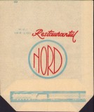 PG67 Pungă din h&acirc;rtie cu reclamă Restaurant &bdquo;Nord&rdquo; din București, perioada comunistă