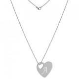 Lant argint 925. 70 cm si charm inima argint 925. gravat litera ta