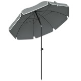 Outsunny Umbrelă de Plajă Inclinabilă cu Ancoră pentru Nisip și Geantă de Transport, &Oslash;150x185 cm, Gri &Icirc;nchis | Aosom Romania