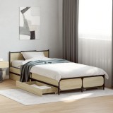 Cadru Pat cu Sertare vidaXL Stejar Sonoma 90x200 cm Lemn Prelucrat Maro