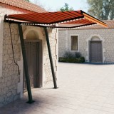 vidaXL Copertină automată senzor v&acirc;nt &amp; LED portocaliu/maro 3,5x2,5 m