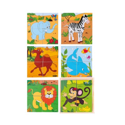 Puzzle din lemn cuburi - Safari 2 x 2 foto