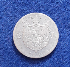 Moneda din argint Regele Carol 2 Lei 1881 - Rara foto