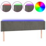 Cumpara ieftin Tablie de pat cu LED, gri inchis, 163x16x78/88 cm, catifea