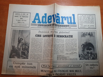 ziarul adevarul 20 februarie 1990-revolutia a slabit din intesitate foto