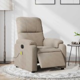 vidaXL Fotoliu de masaj rabatabil electric, gri taupe, microfibră