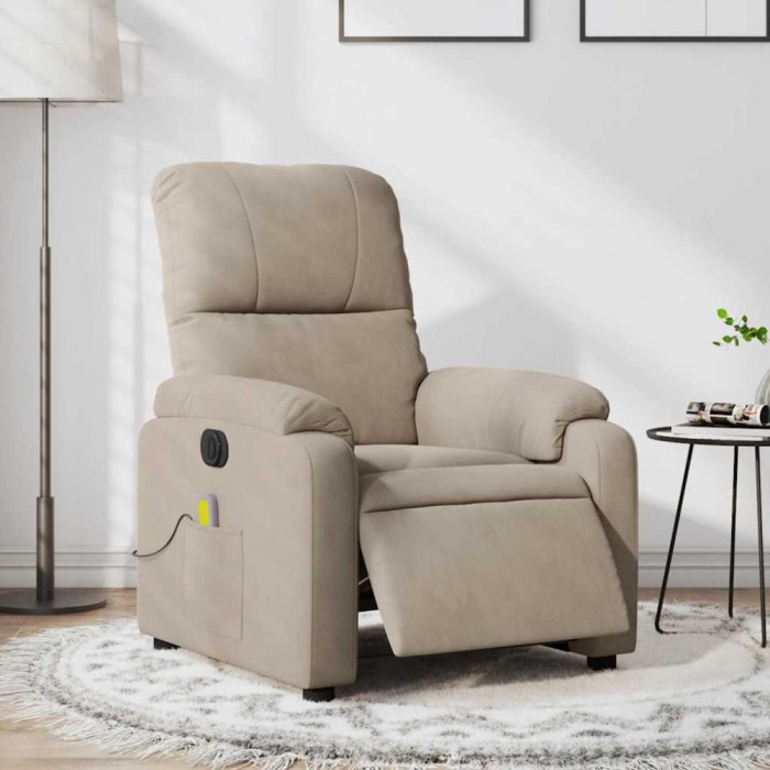 vidaXL Fotoliu de masaj rabatabil electric, gri taupe, microfibră
