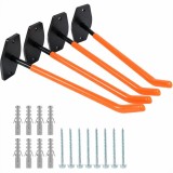 Cumpara ieftin Set 4 suporturi pentru depozitare scule, anvelope, jante, biciclete, otel PVC, montare pe perete, greutate suportata 40 kg, negru portocaliu
